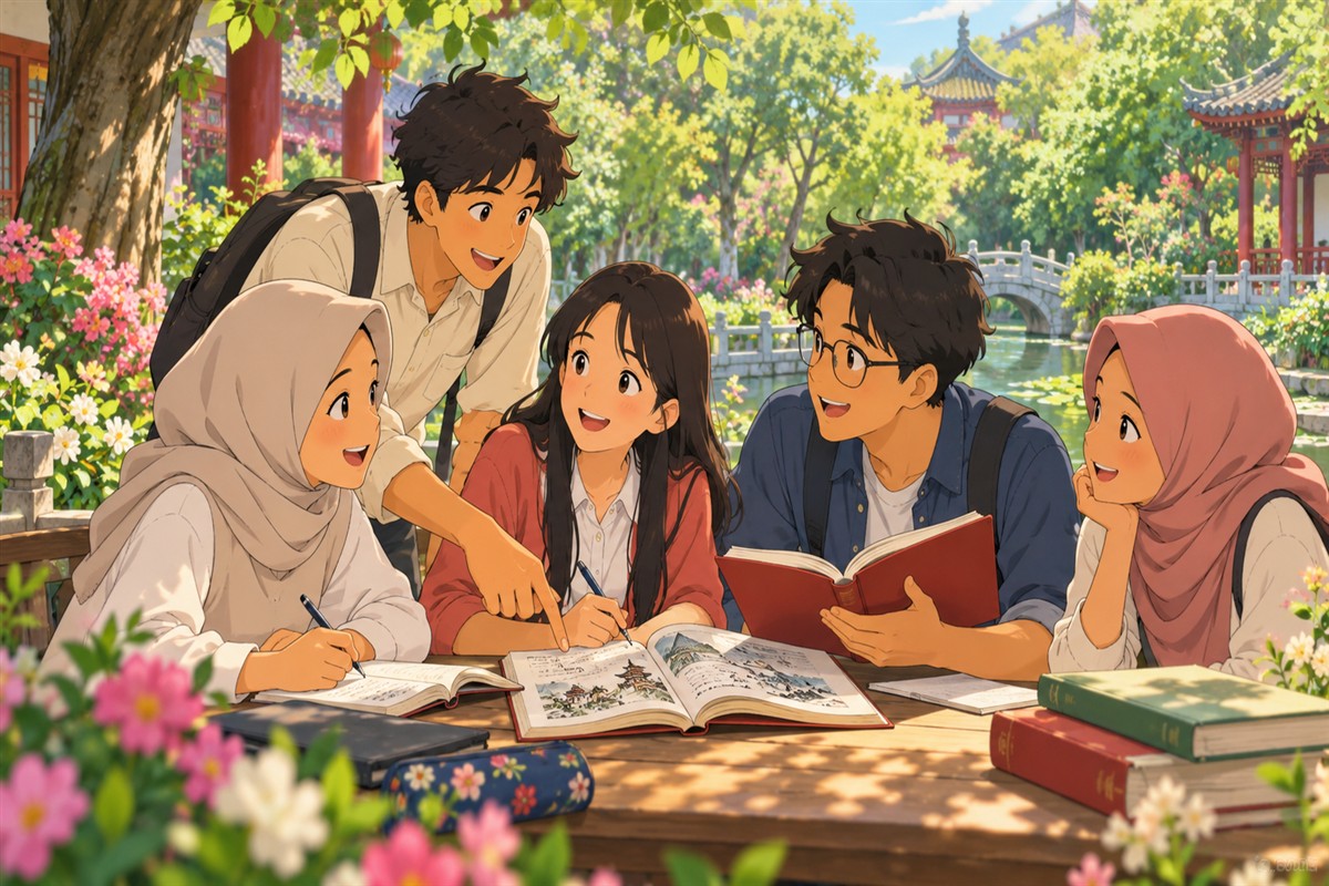 gap year belajar Mandarin melalui diskusi rencana belajar bersama teman